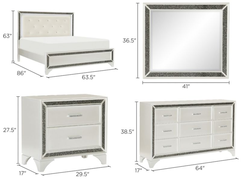 Mossbrook 4-pc. Upholstered Bedroom Set Dimensions