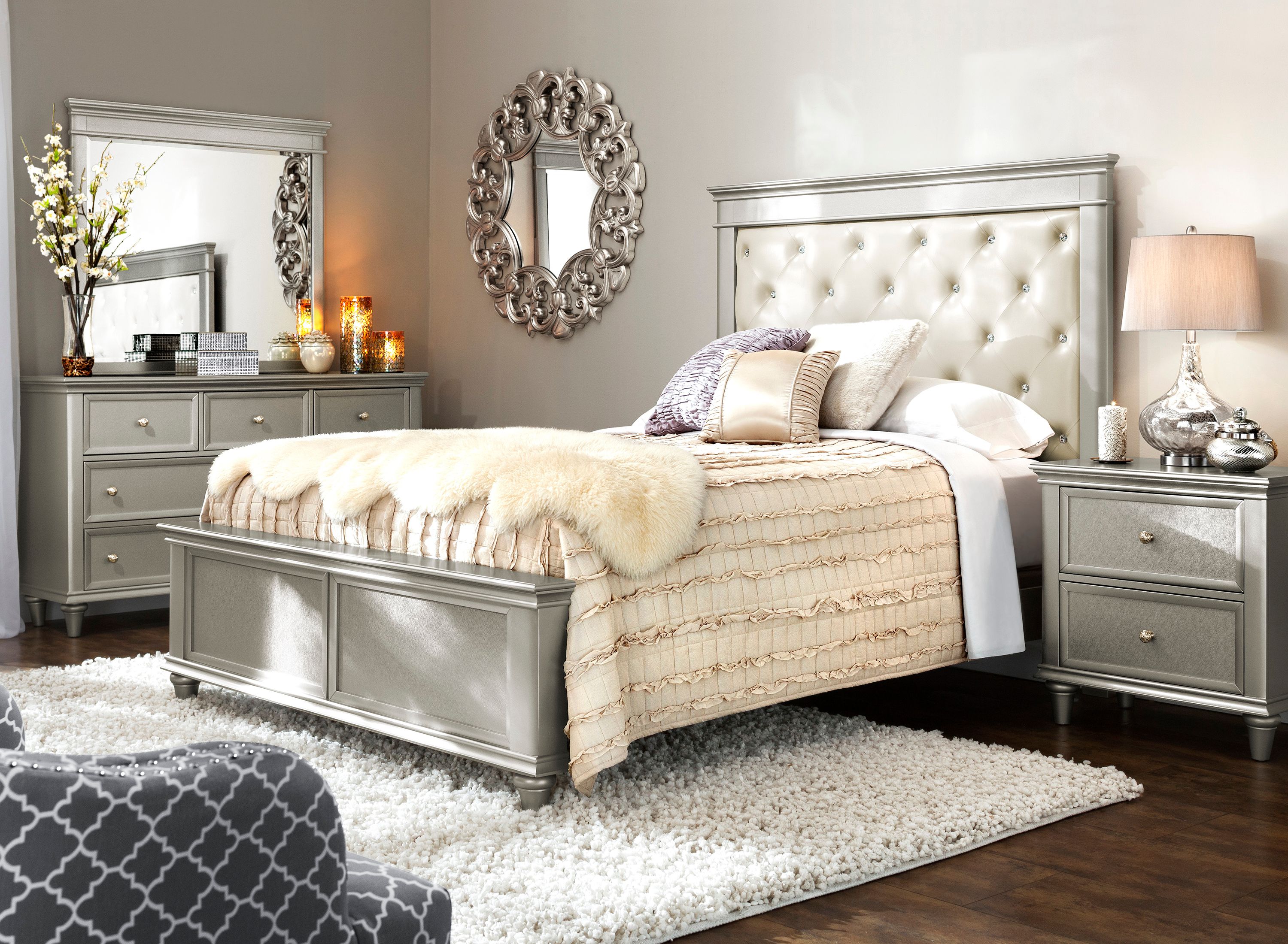 Tiffany 4-pc. Upholstered Bedroom Set | Raymour & Flanigan