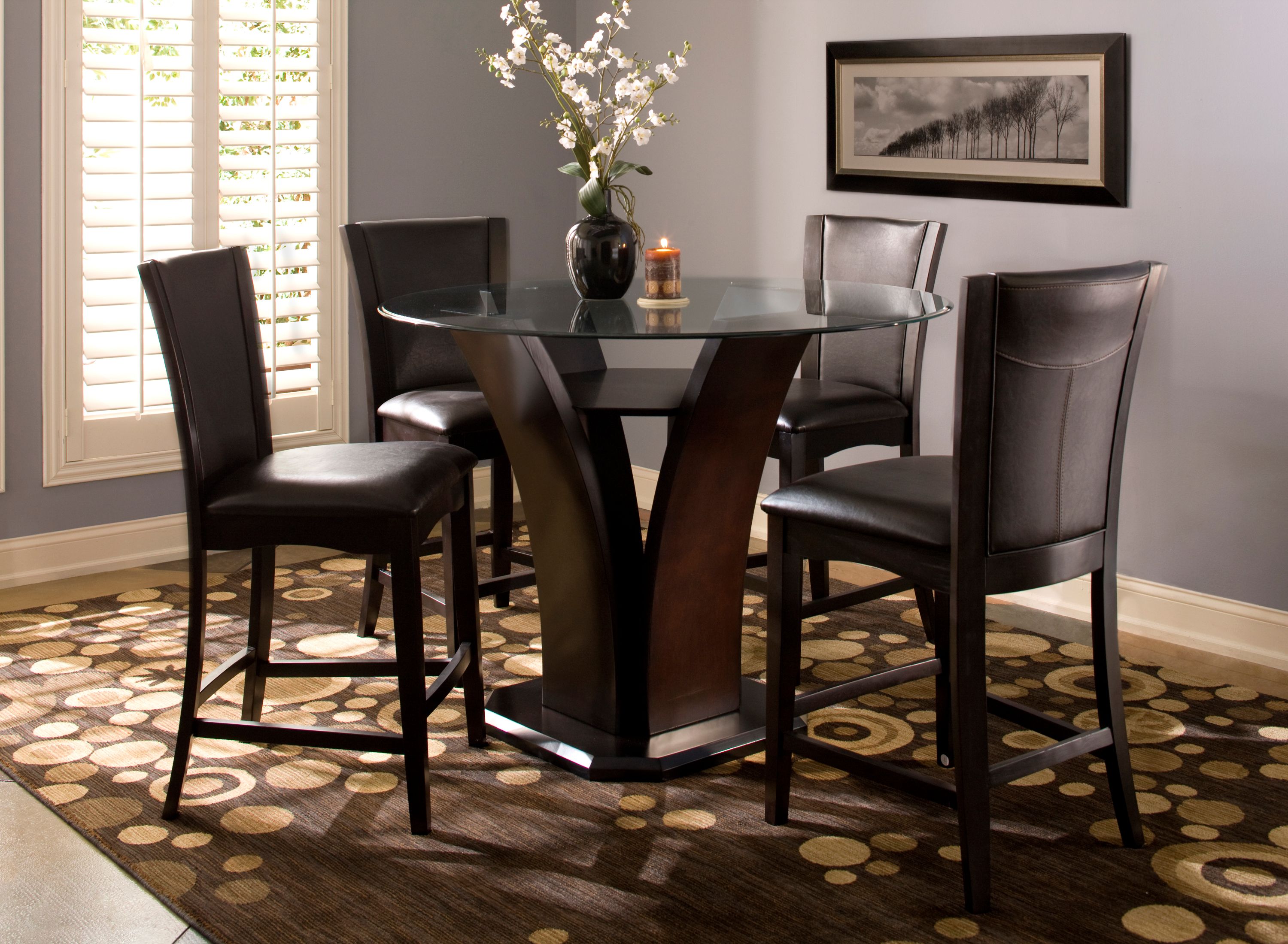 Round glass counter discount height dining set