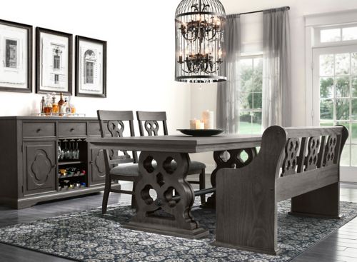 Black kitchen table set with bench hot sale