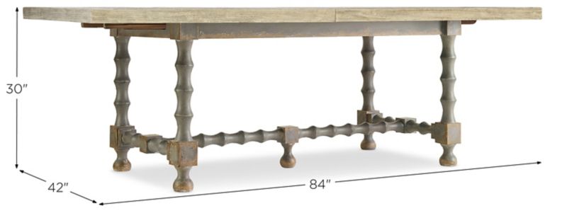 Ciao Bella 84in Rectangular Trestle Dining Table with Two Leaves Dimensions