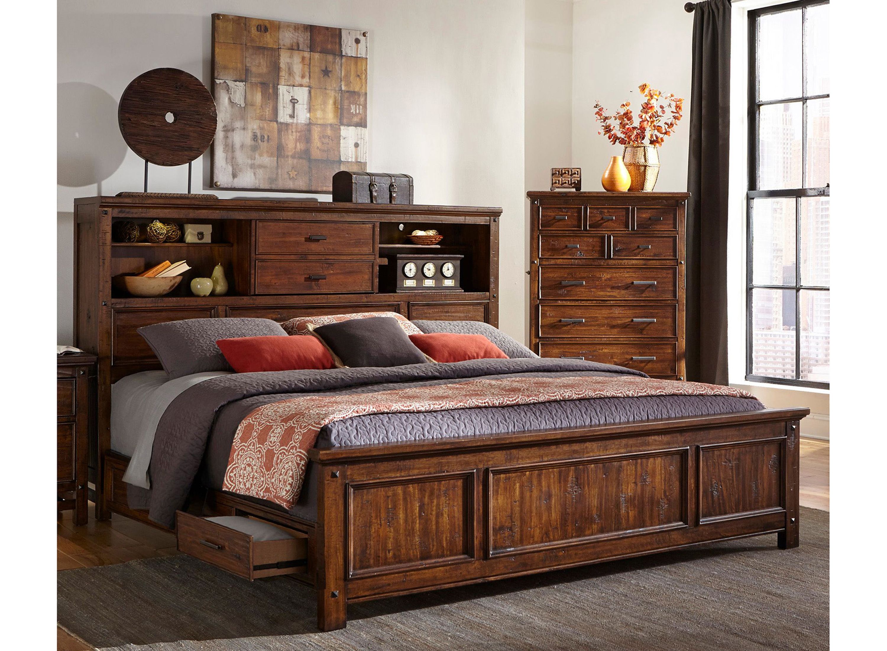 Wolf Creek Queen Bookcase Storage Bed Raymour & Flanigan