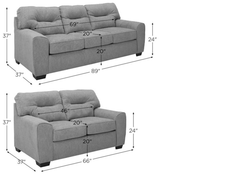 Landon Chenille Sofa and Loveseat Set Dimensions