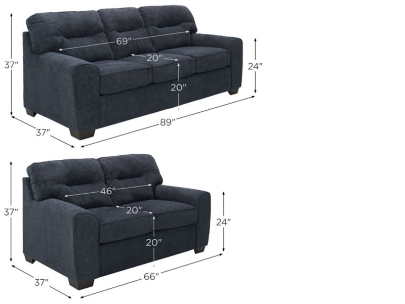 Landon Chenille Sofa and Loveseat Set Dimensions