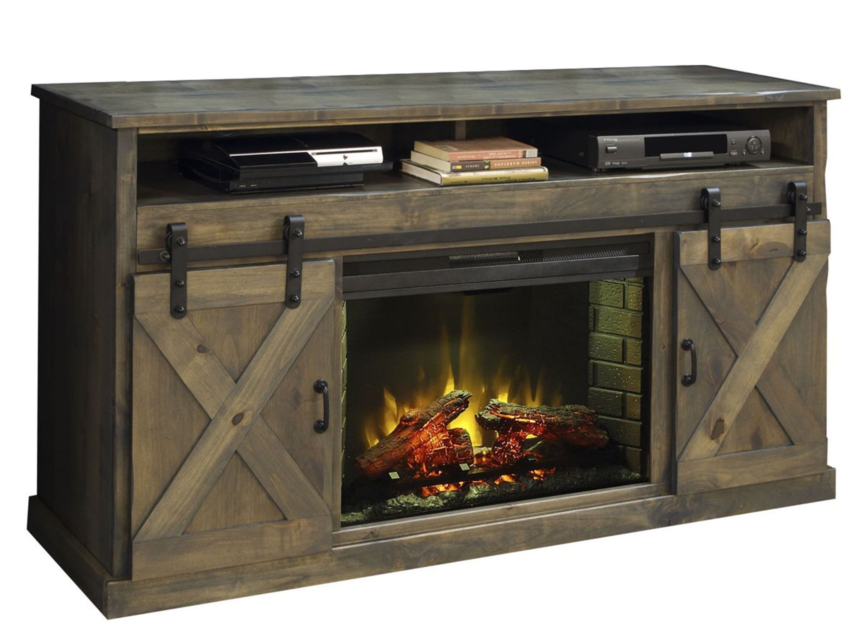 Raymour and flanigan entertainment outlet center with fireplace