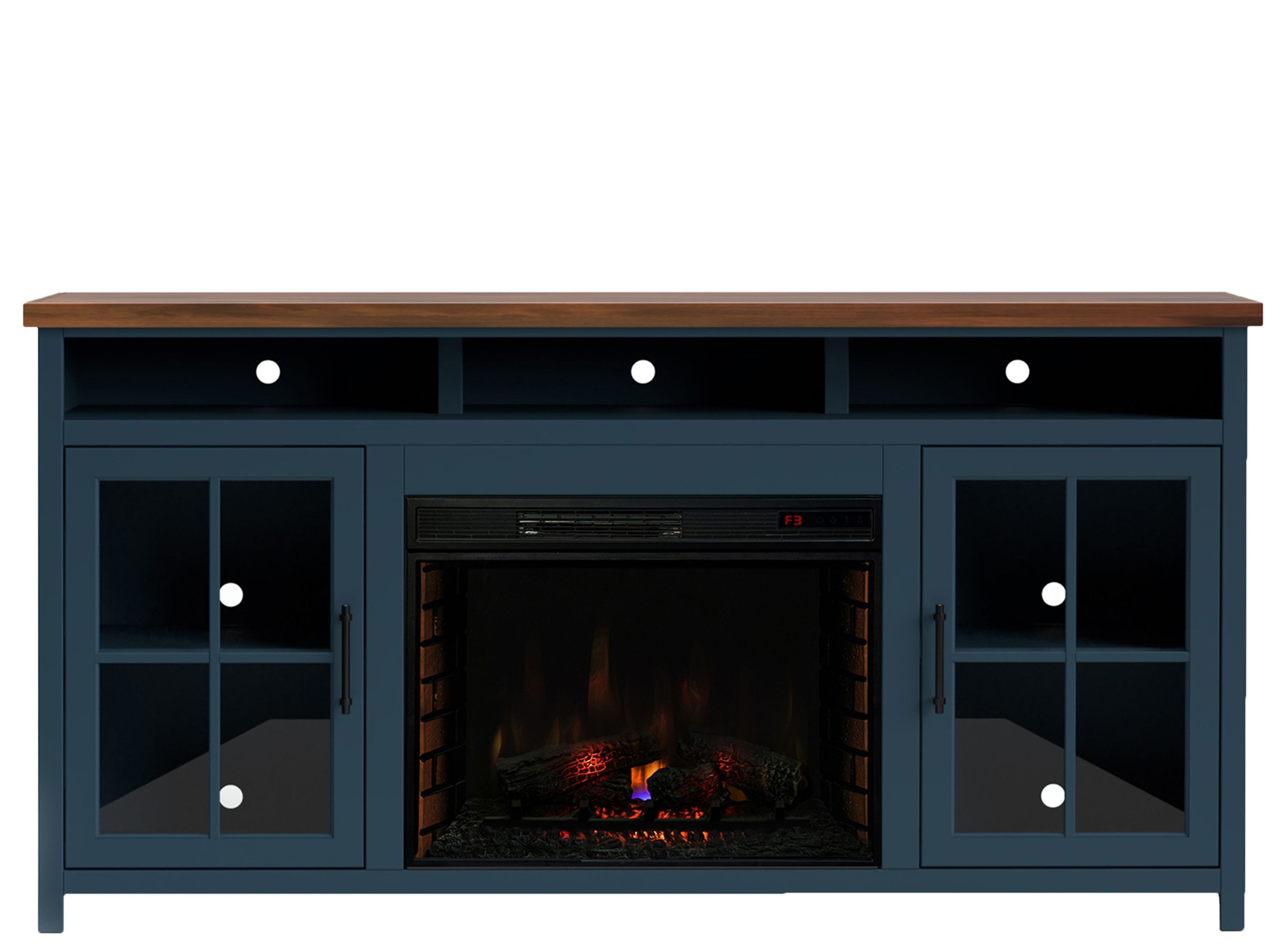 Raymour and flanigan tv deals stand with fireplace