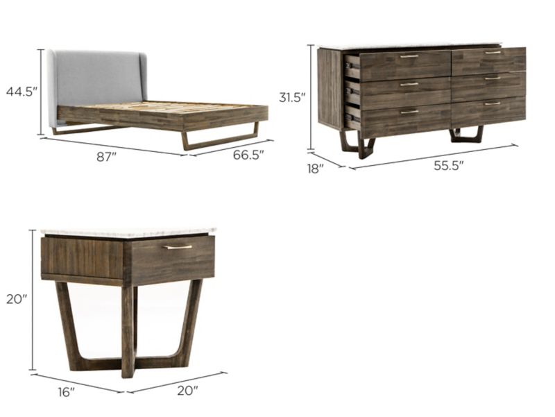 Aura 3-pc. Panel Bedroom Set Dimensions