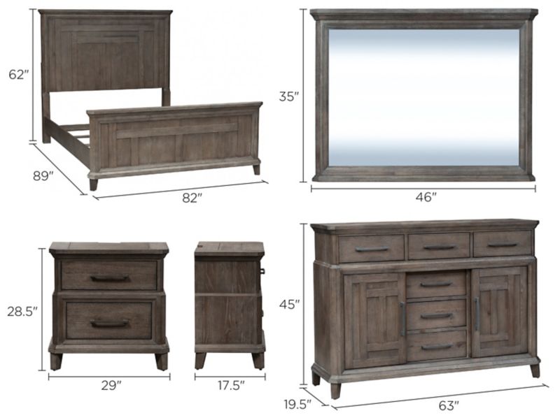 Artisan Prairie 4-pc. Bedroom Set Dimensions