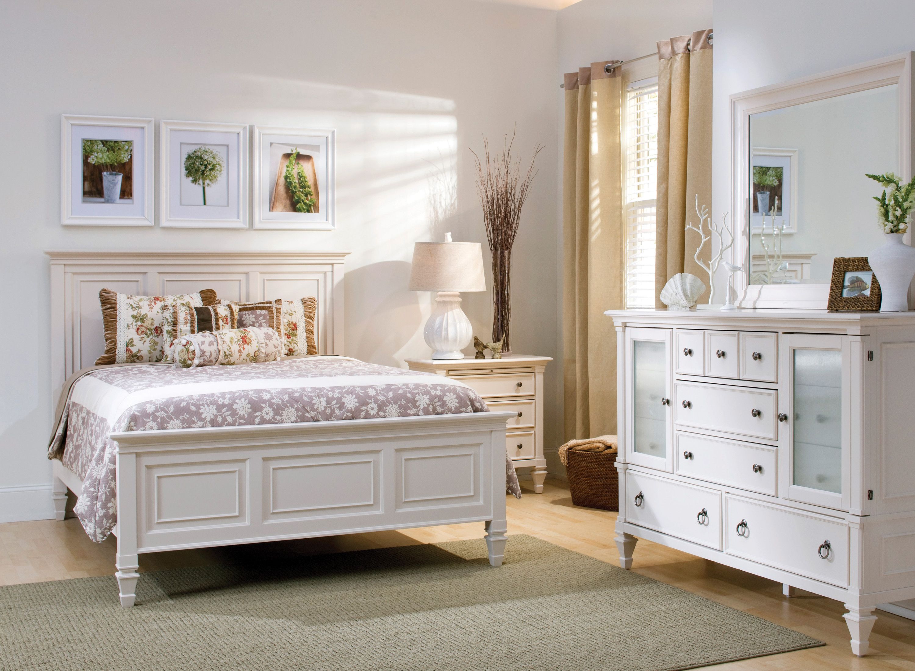 New Contemporary White 4 Piece Bedroom Set Wardrobe Chest 2x Lamp Tables