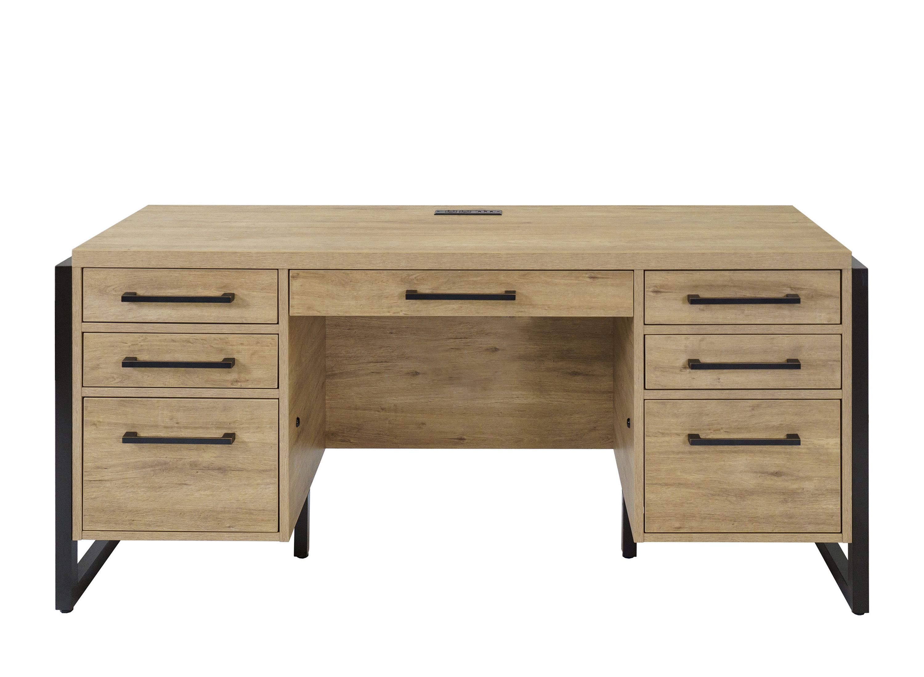Abbott Contemporary Wood Laminate Office Desk Light Brown - Martin Furniture