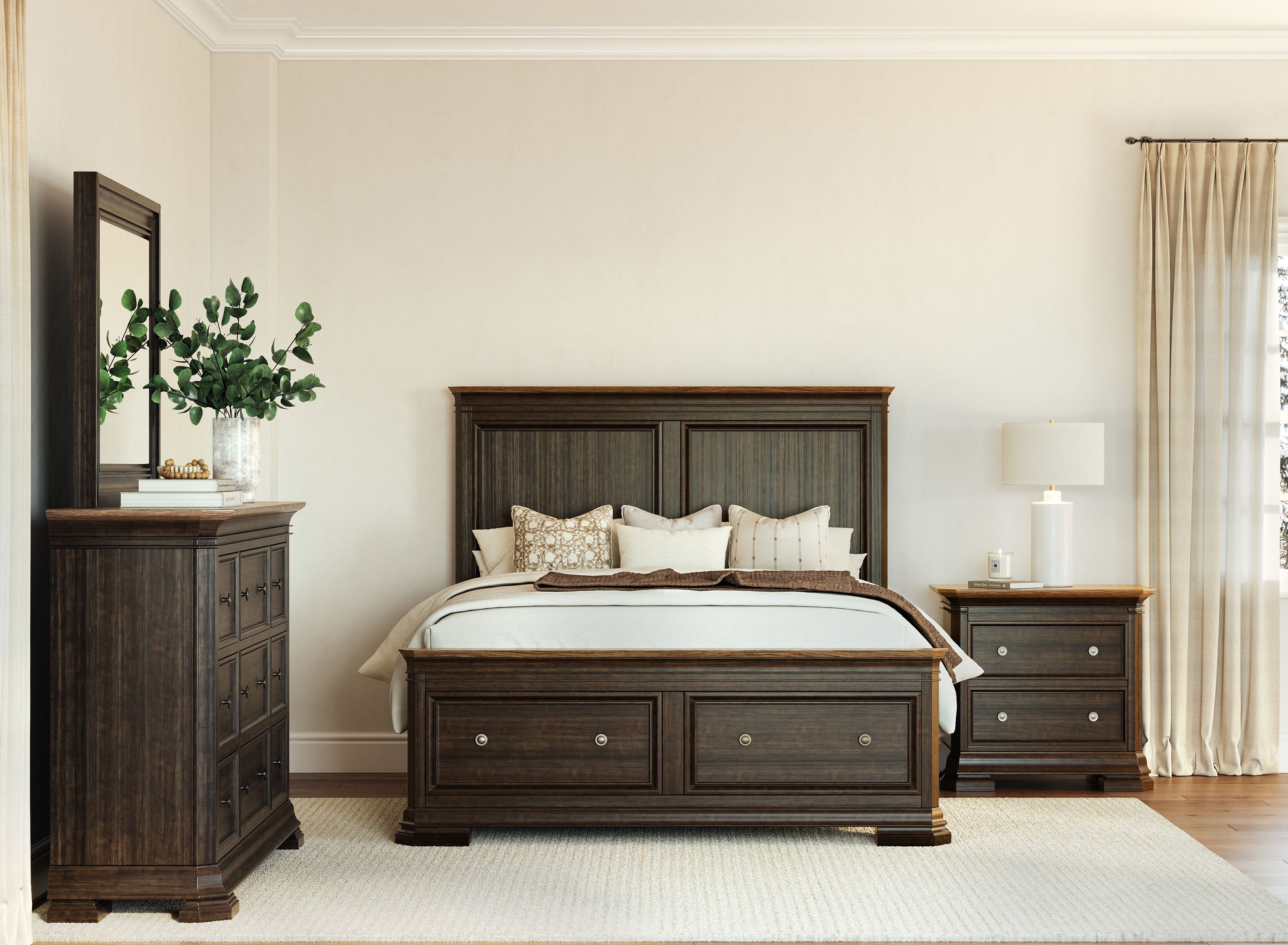 King platform storage store bedroom sets