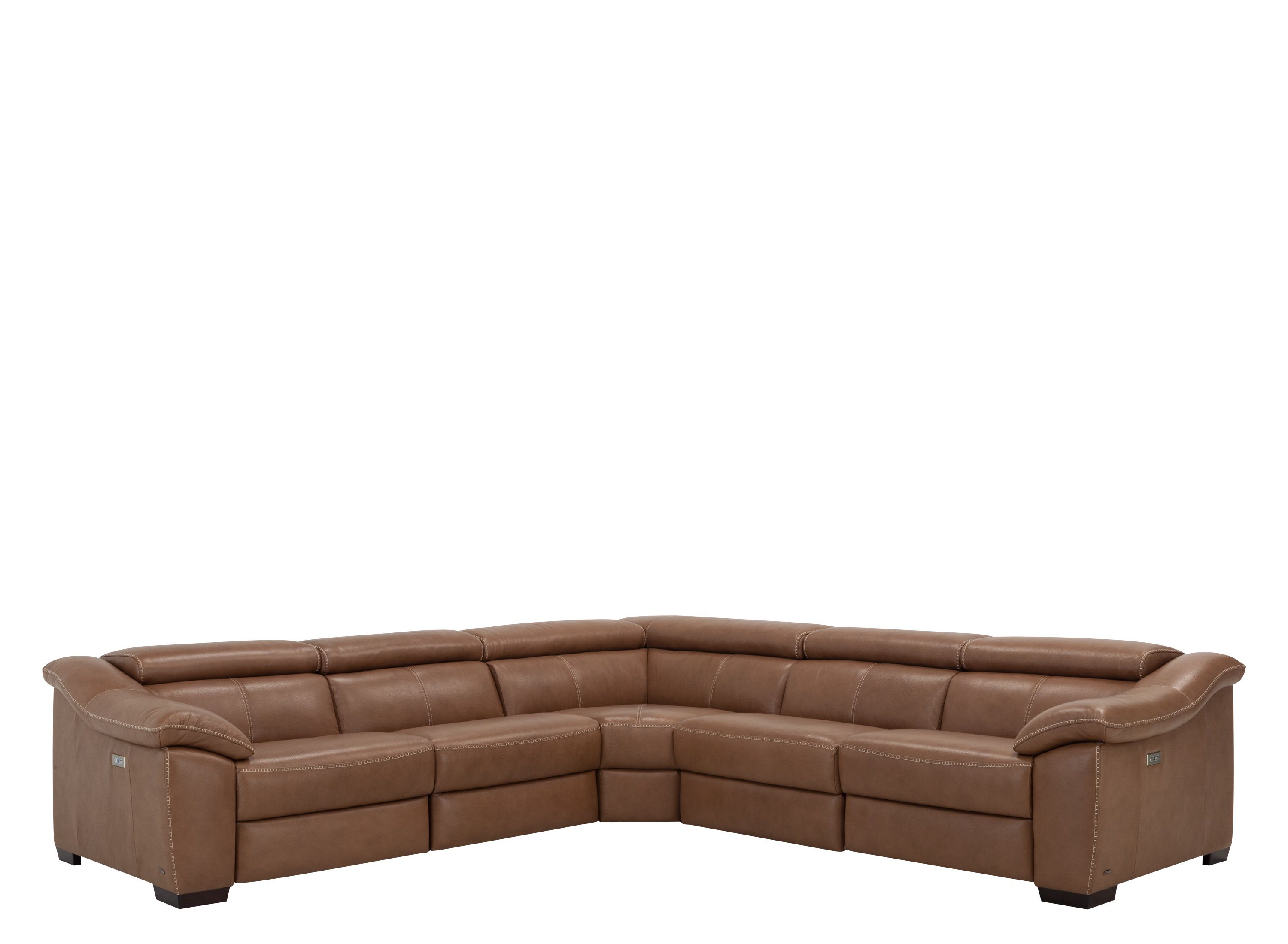 Daxton 5pc. Leather Sectional Sofa w/ Power Headrest Raymour & Flanigan