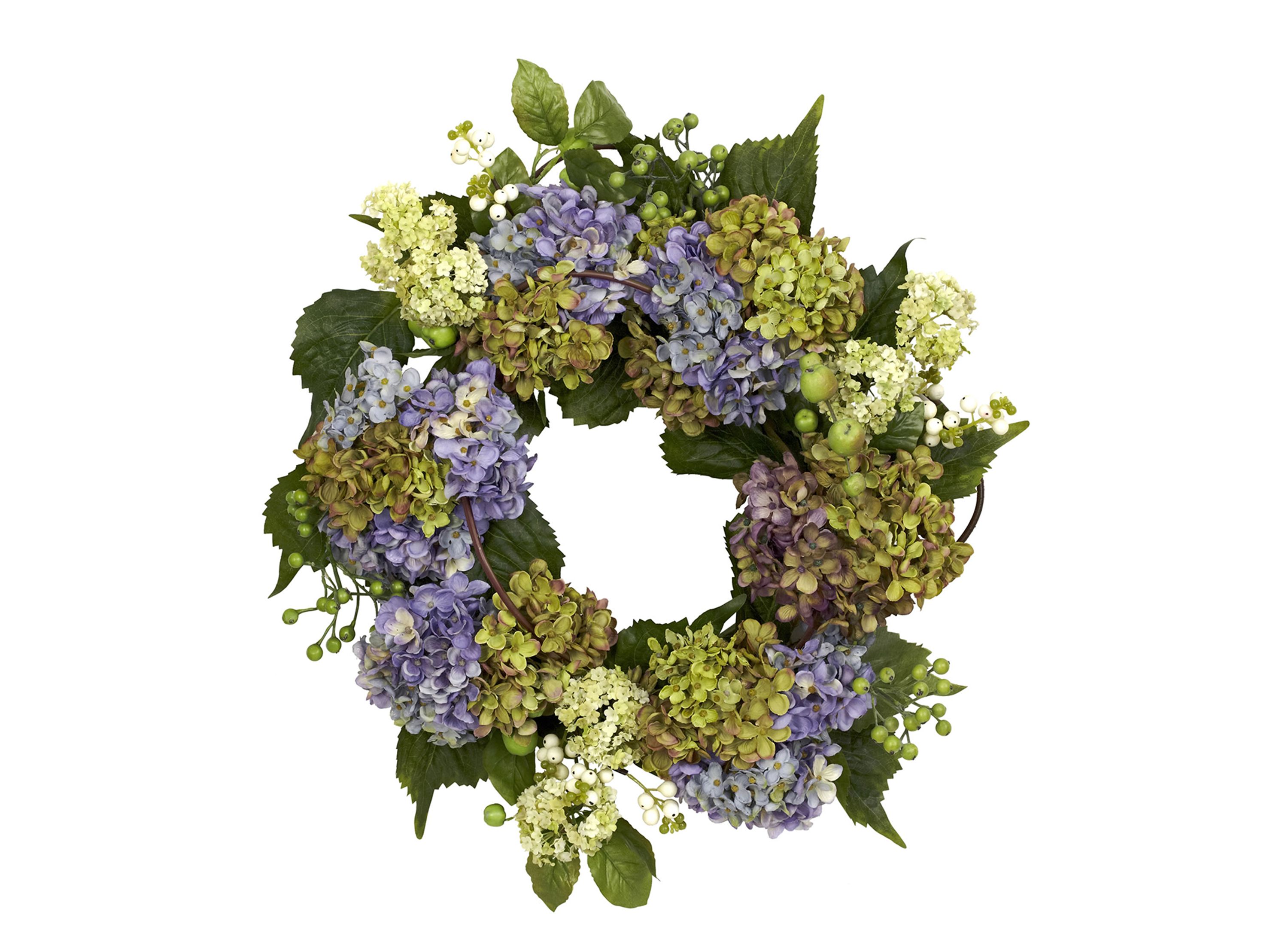 22in. Hydrangea Wreath | Raymour & Flanigan | Raymour & Flanigan