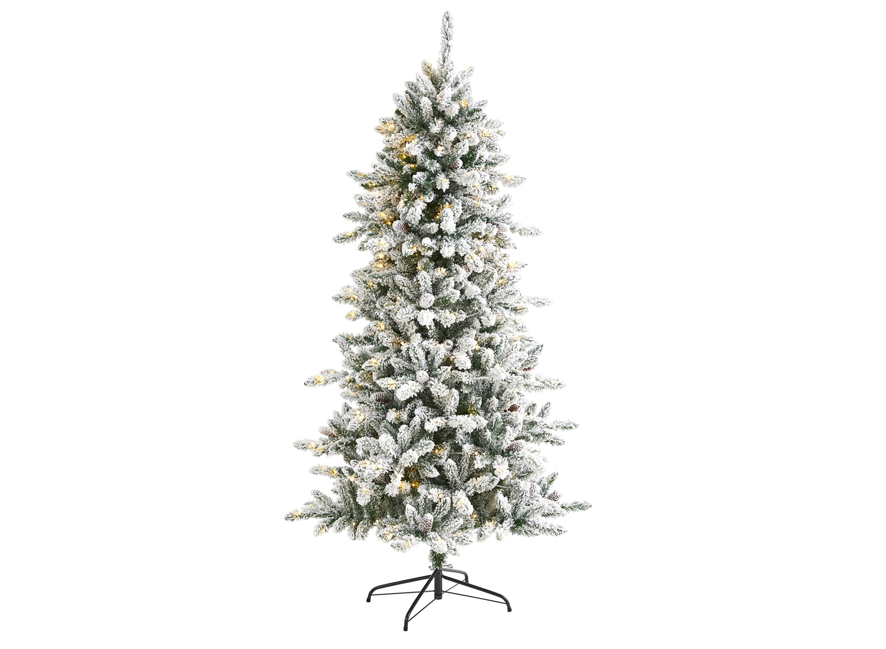 6.5ft. Pre-lit Flocked Livingston Fir Artificial Christmas Tree 