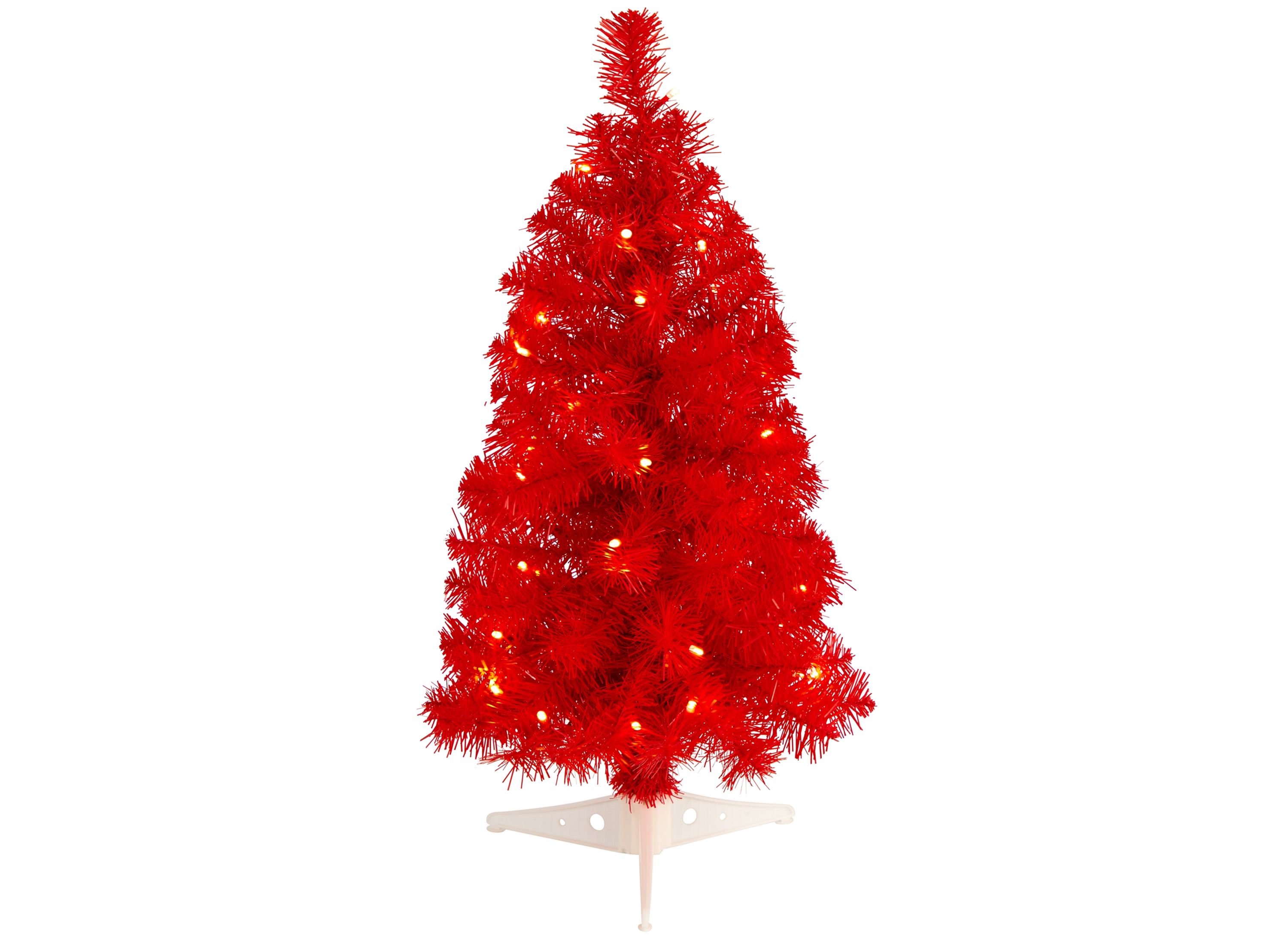2' Red Artificial Tree with LED Lights and Bendable Branches Raymour