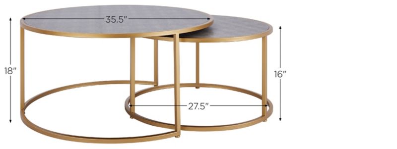 Anza Faux Shagreen Nesting Coffee Table Set of 2 Dimensions