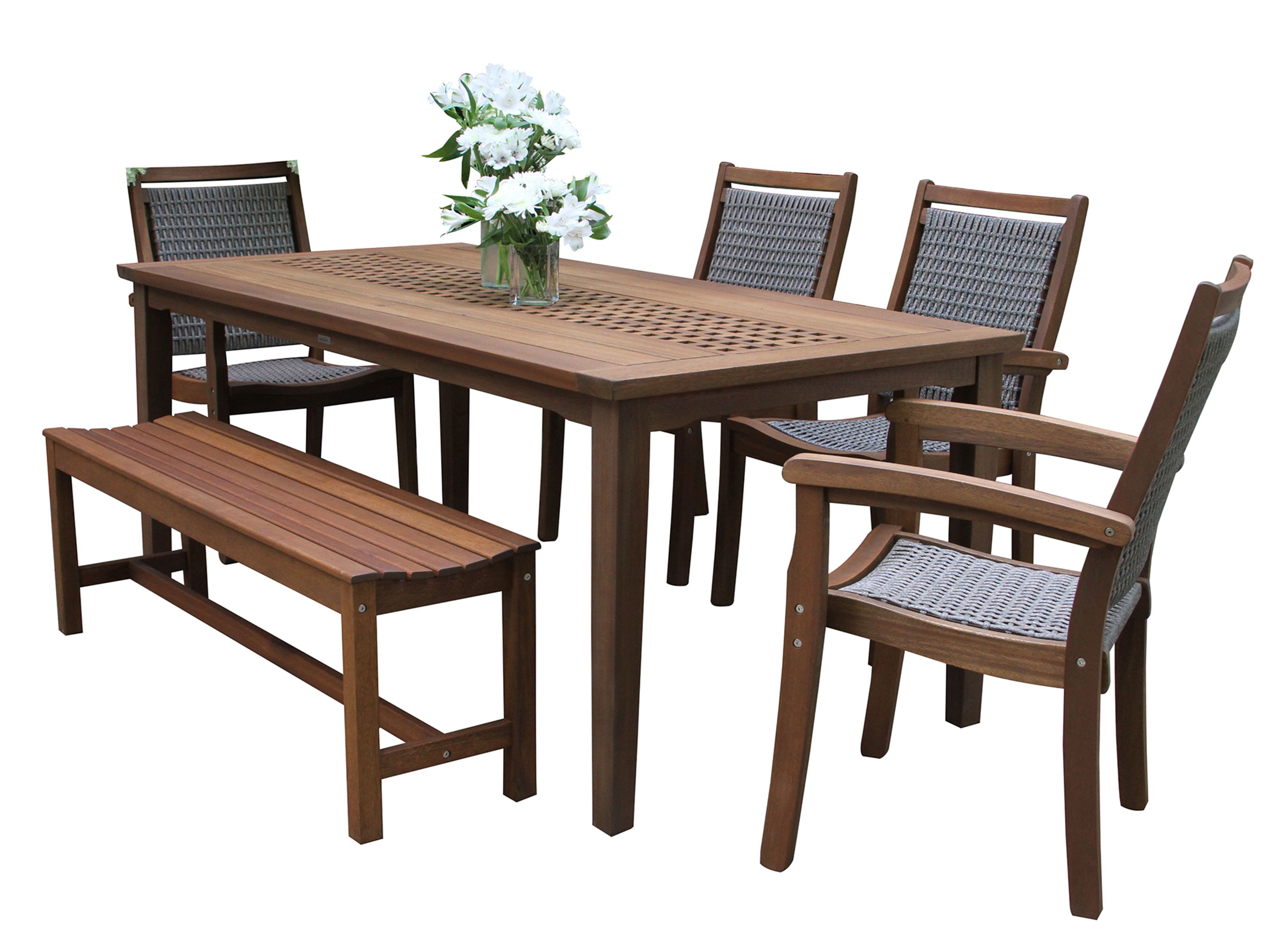 Farmhouse 6 pc. Dining Set with Wicker Chairs | Raymour & Flanigan