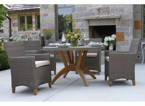 Nautical 5-pc. Teak and Wicker Outdoor Dining Set | Raymour & Flanigan