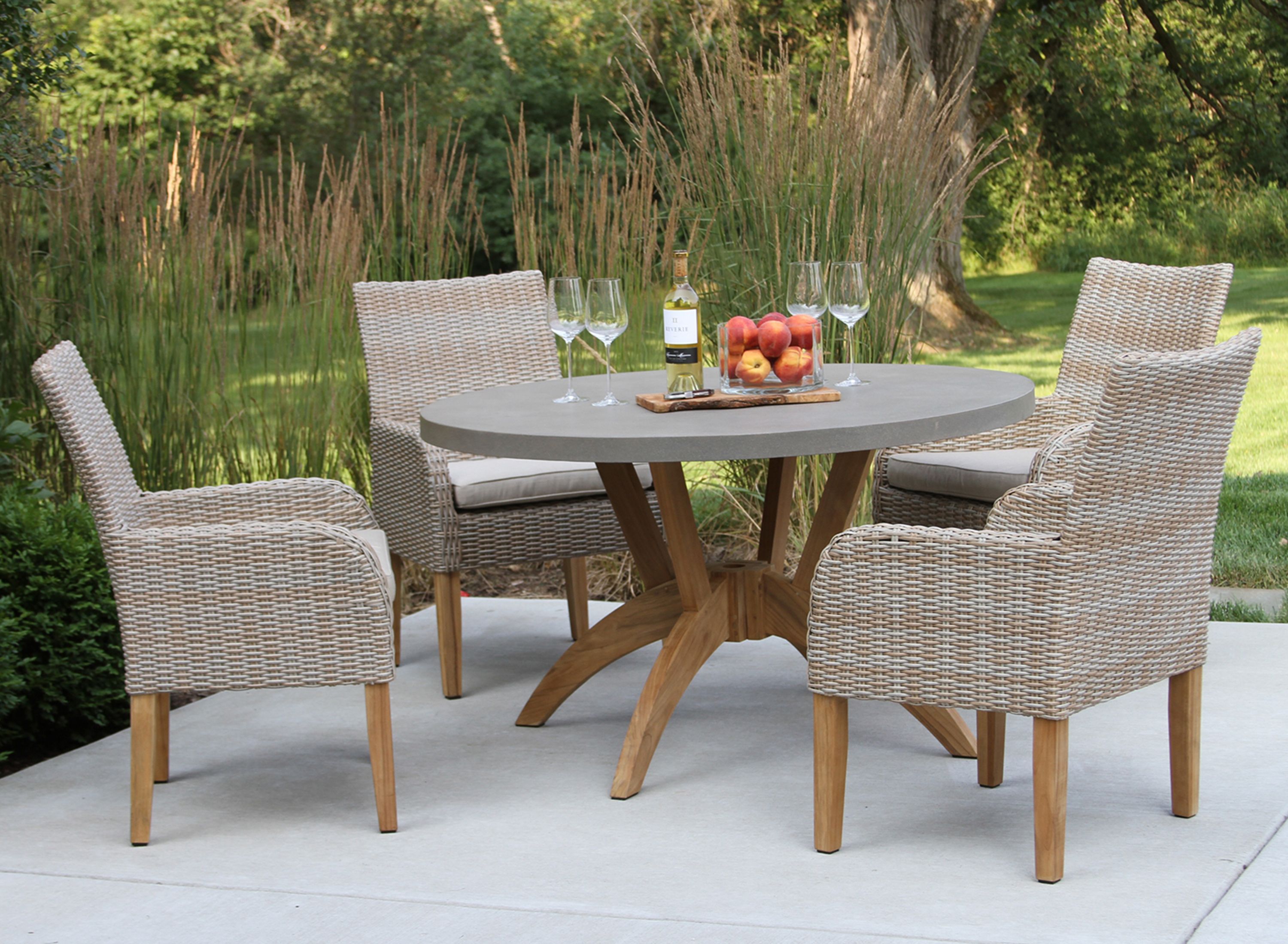 Nautical 5-pc. Teak and Wicker Outdoor Dining Set | Raymour & Flanigan