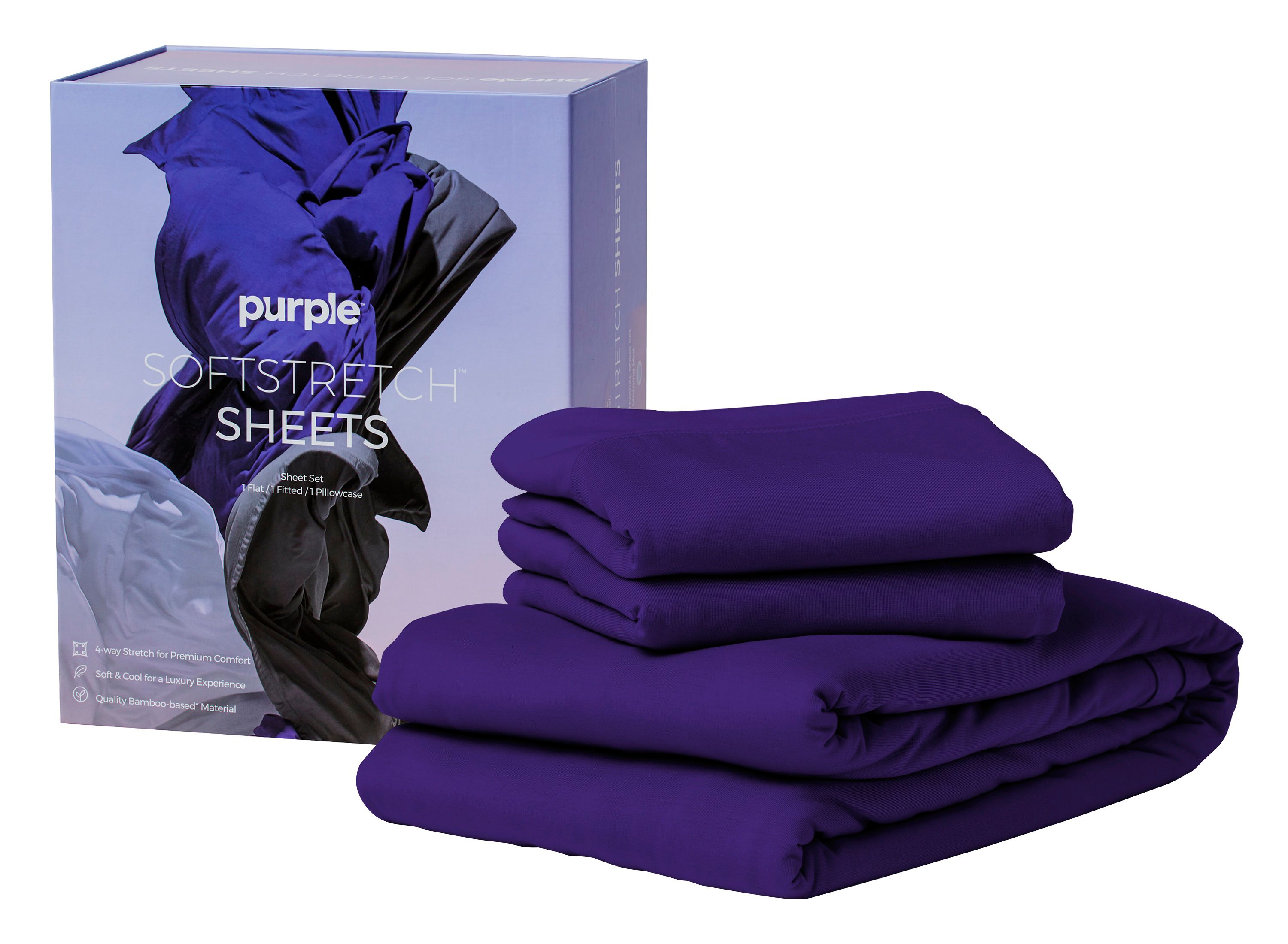 Purple SoftStretch Sheets Split King Deep Purple Raymour & Flanigan