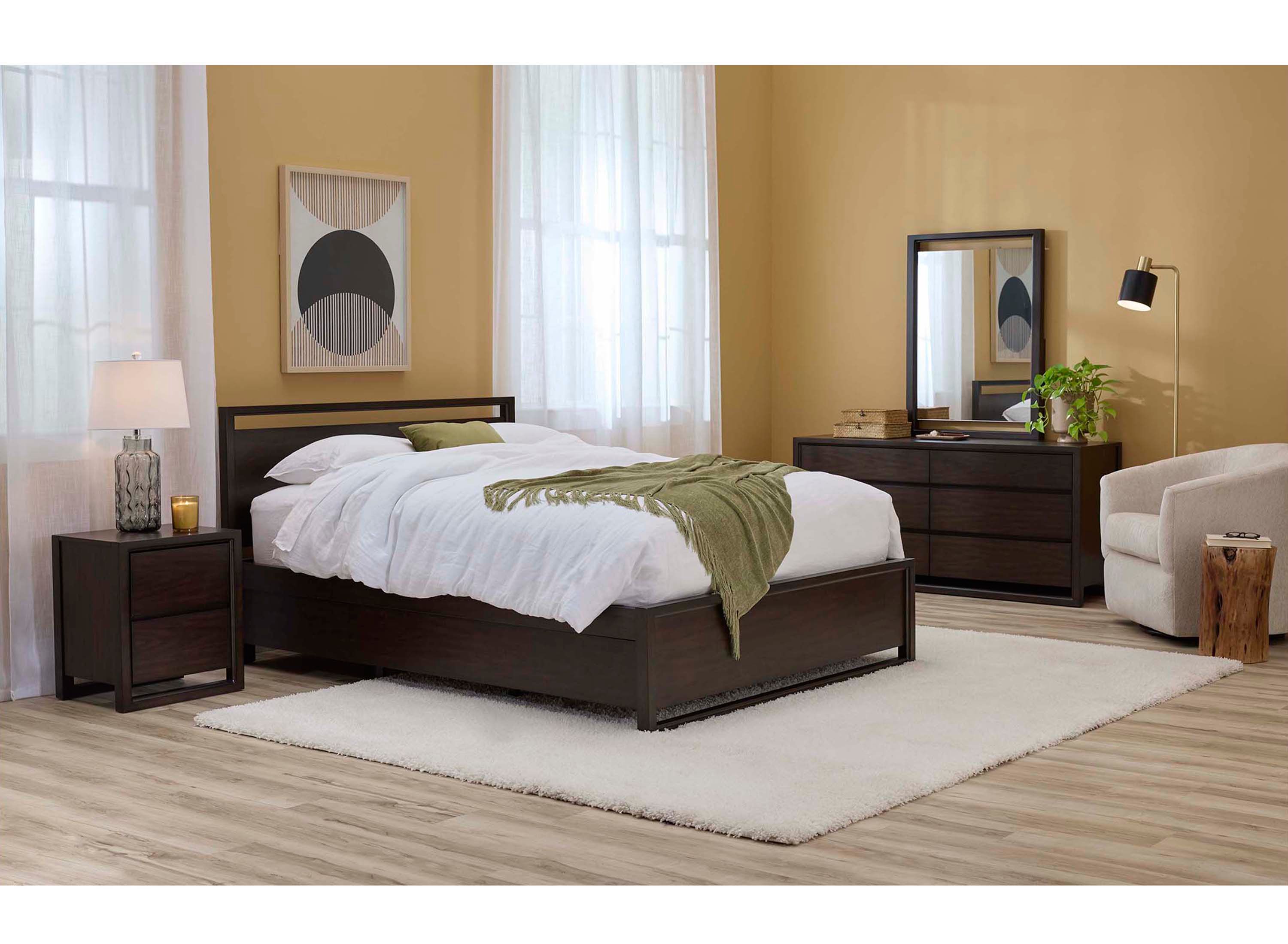 Aversa 4pc. Bedroom Set w/ 2side Storage Bed and 1Drawer Nightstand