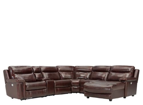 Lattimore 6 Pc Leather Sectional, Raymour And Flanigan Leather Reclining Sofa