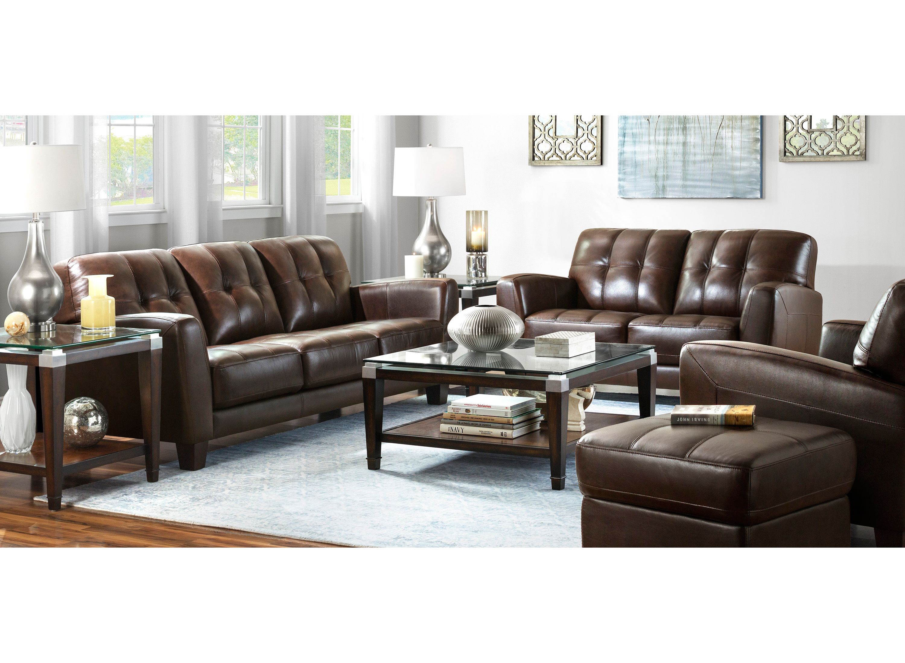 Raymour and flanigan leather on sale living room sets