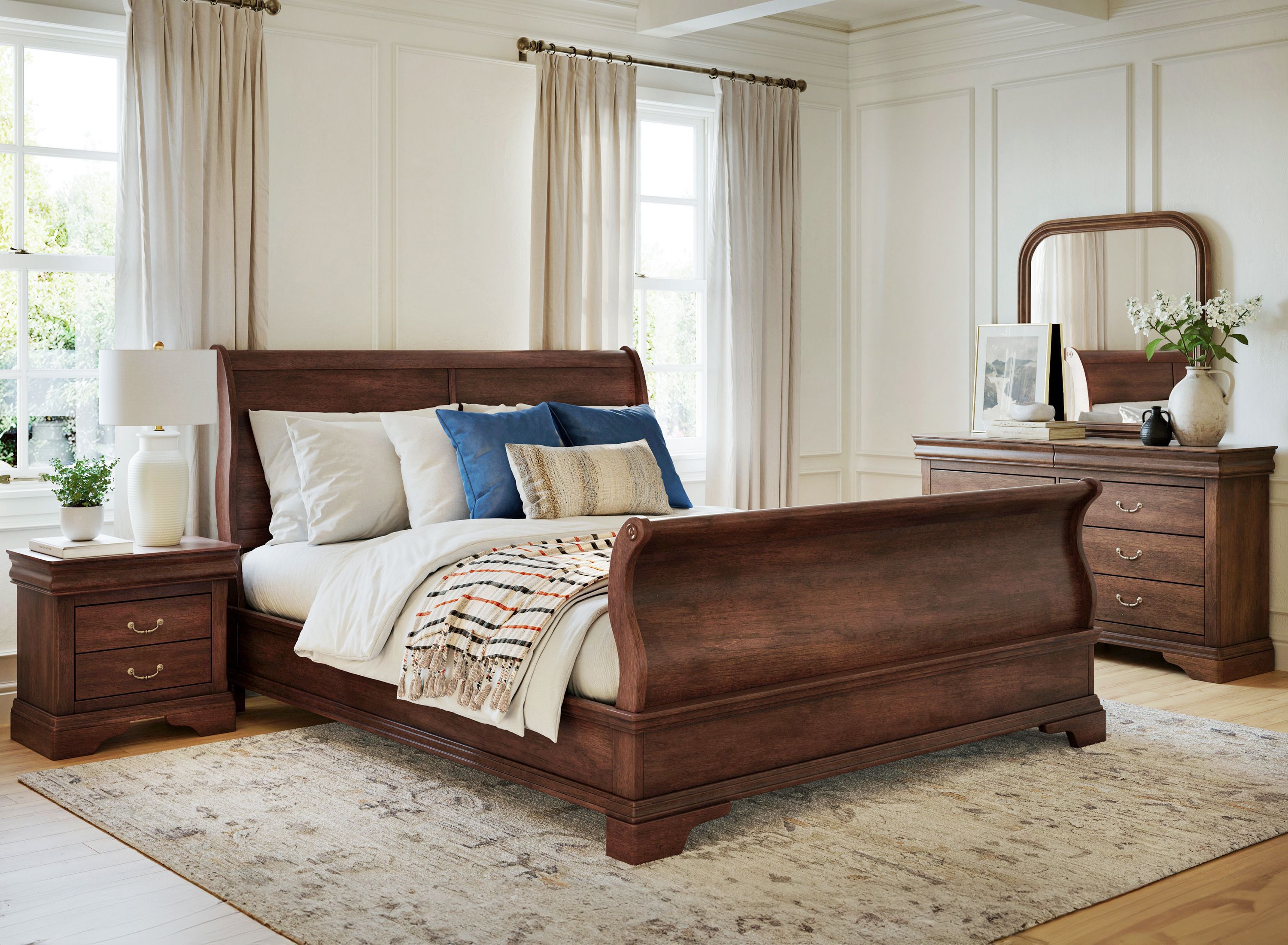 Charleston 4-pc. Queen Bedroom Set - Cherry | Raymour ...