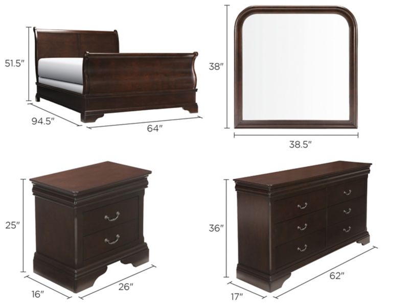 Charleston 4pc. Queen Bedroom Set Cherry Raymour & Flanigan