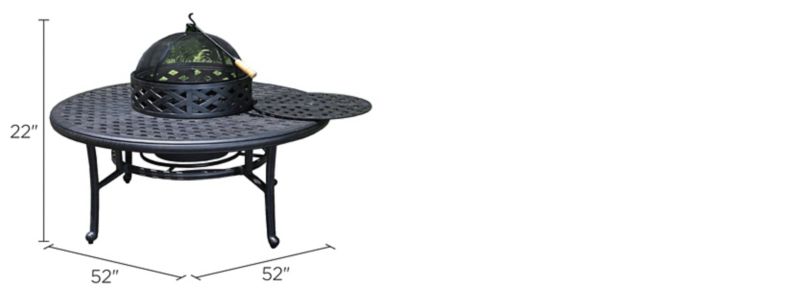Castle Rock 52" Outdoor Fire Pit Dimensions
