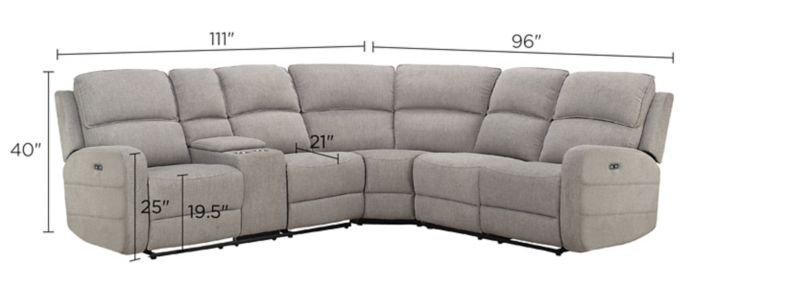 Everitt Chenille 3-pc. Power Sectional Sofa Dimensions