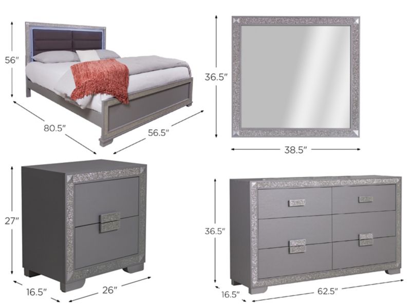 Chalice 4-pc. Full Bedroom Set Dimensions