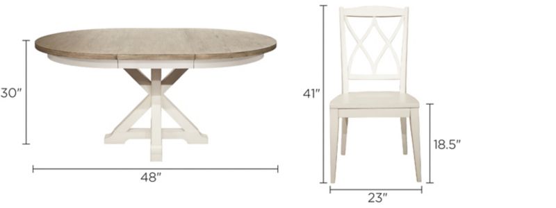 Myra 5-pc. Dining Set w/ Double X-Back Chairs Dimensions
