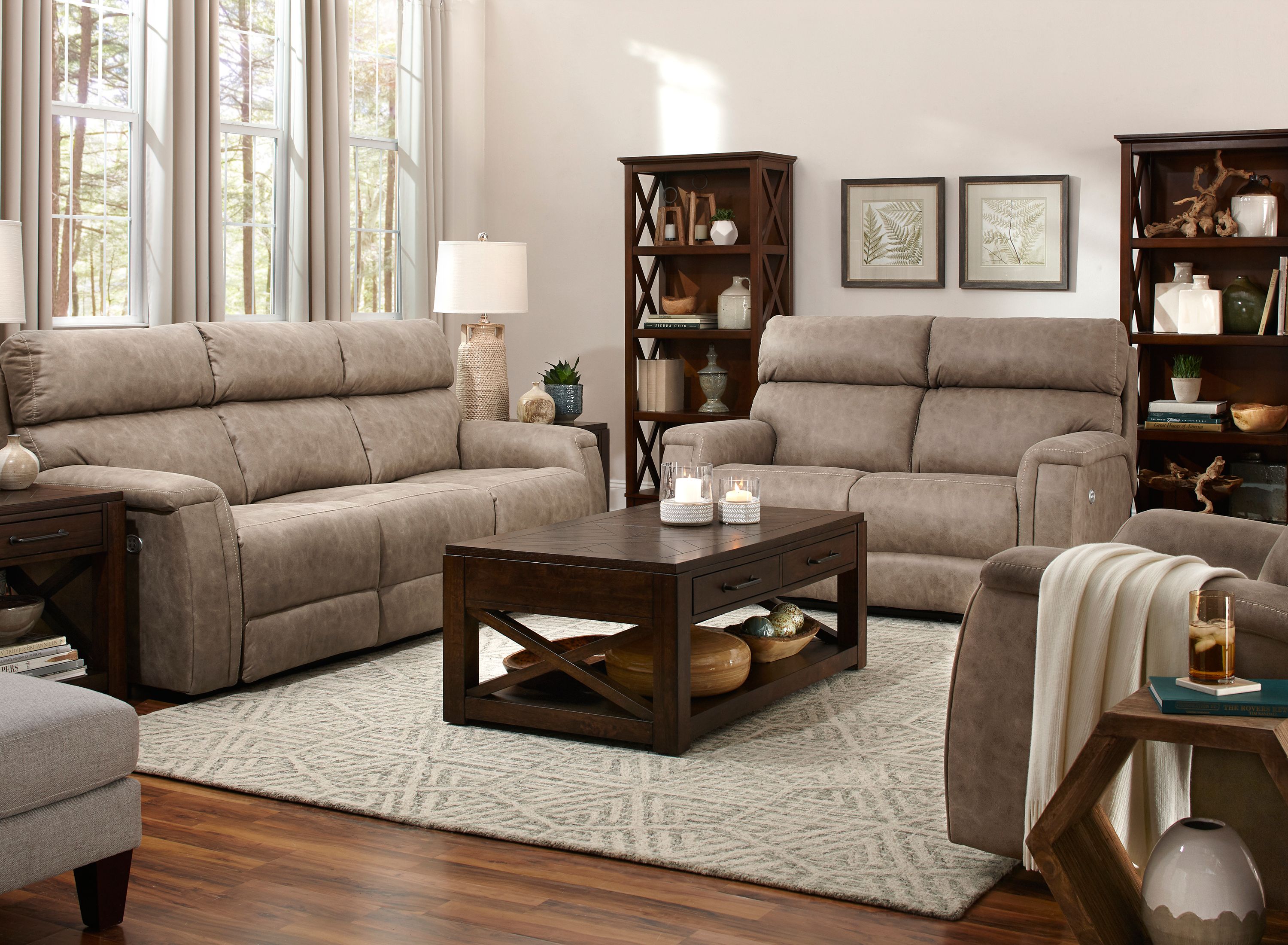 Microfiber power discount reclining sofa set