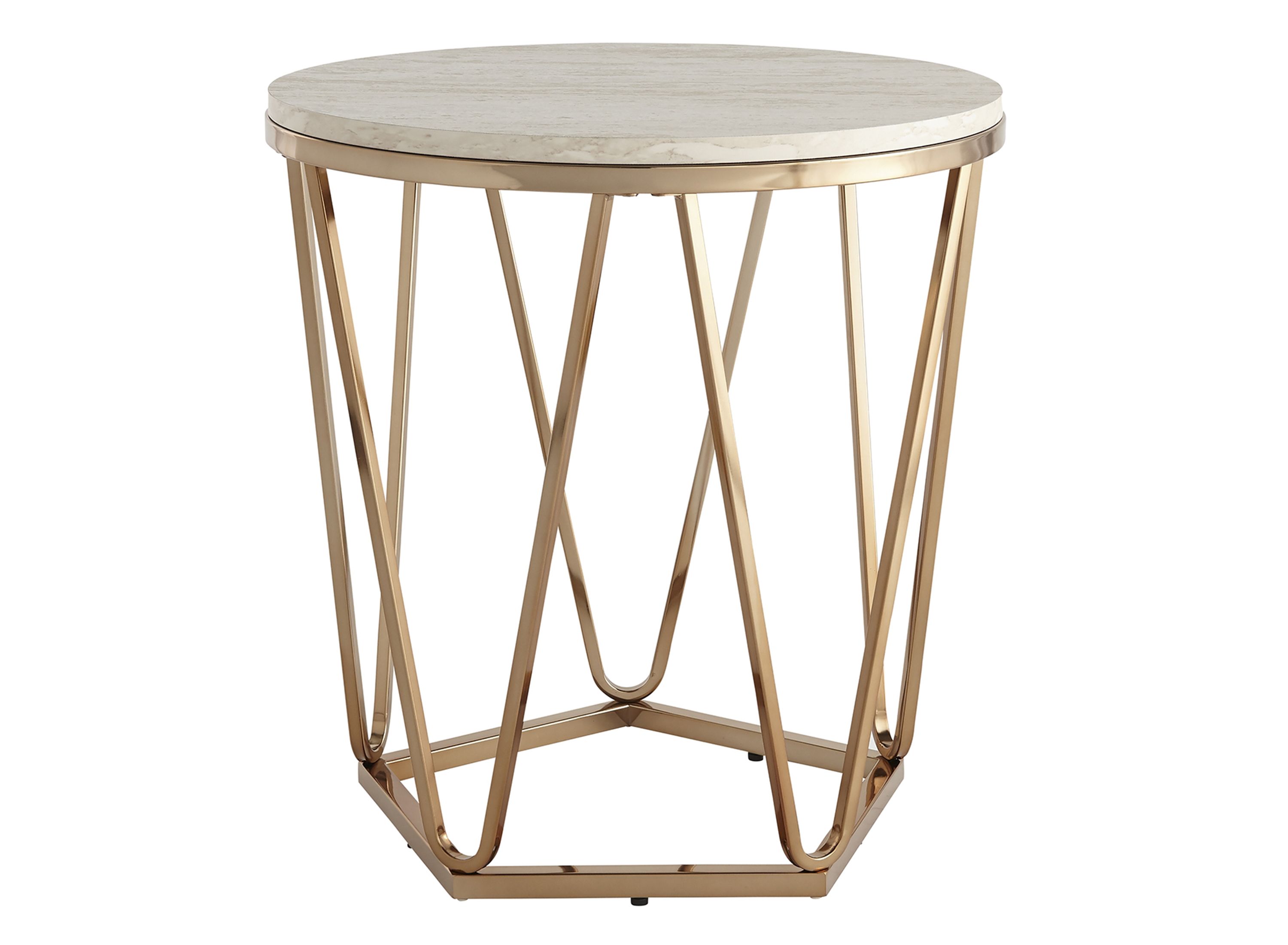Bideford Round Faux Marble End Table | Raymour & Flanigan