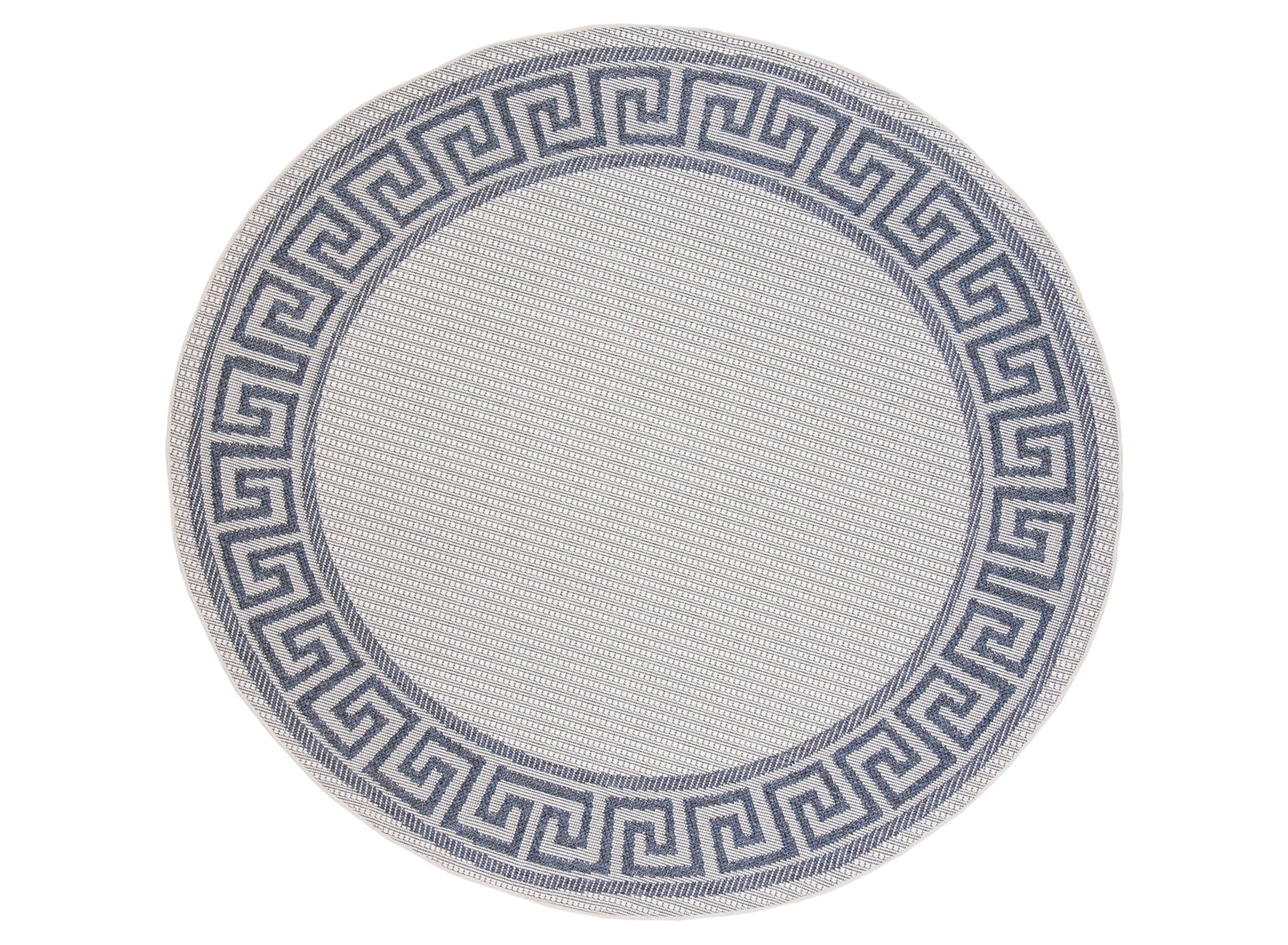 Bermuda Greek Key Indoor/Outdoor Round Area Rug | Raymour & Flanigan ...
