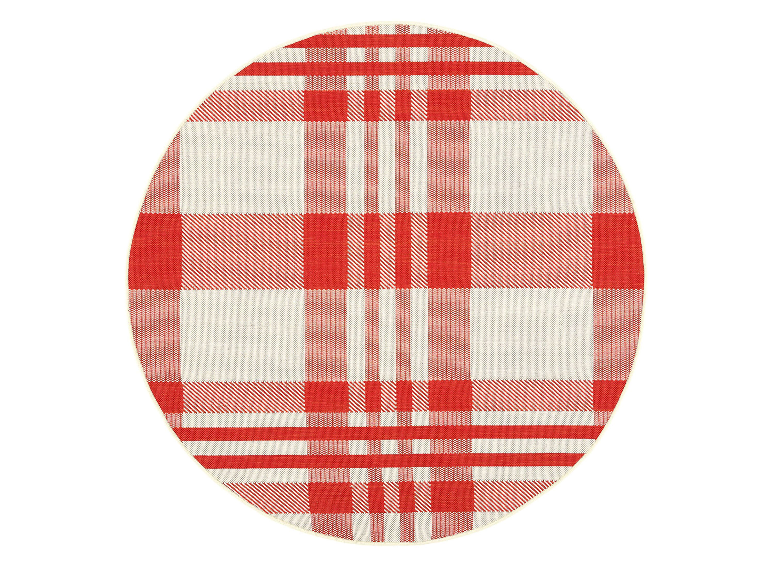 Courtyard Plaid Indoor/Outdoor Area Rug Round | Raymour & Flanigan ...