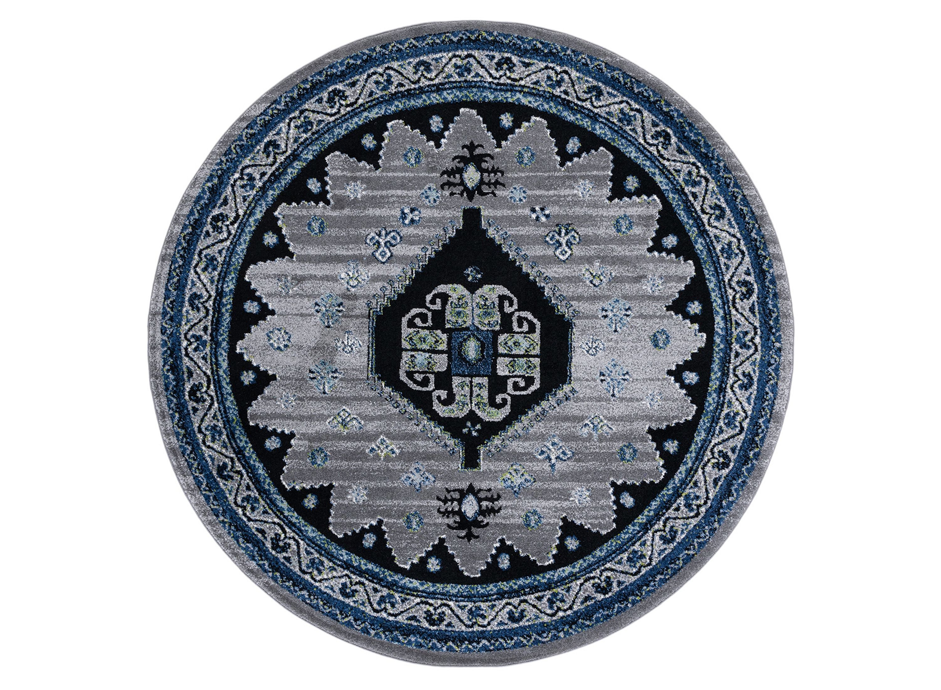 Medes Blue Area Rug Round Raymour & Flanigan Raymour & Flanigan