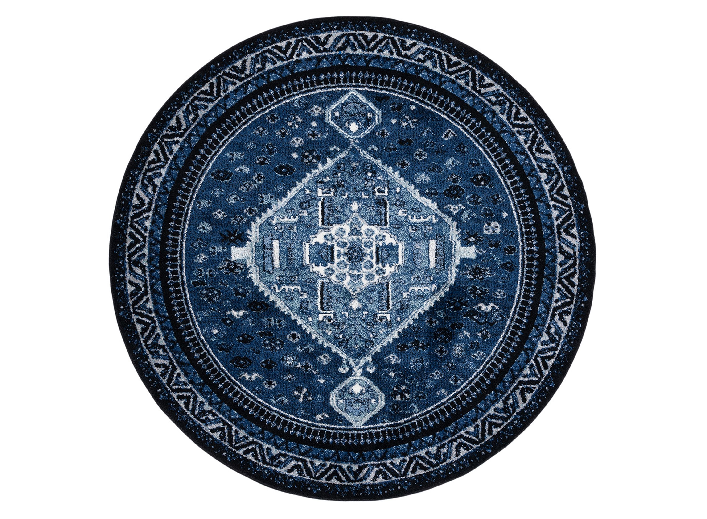 Vintage Hamadan Blue Area Rug Round Raymour & Flanigan Raymour & Flanigan