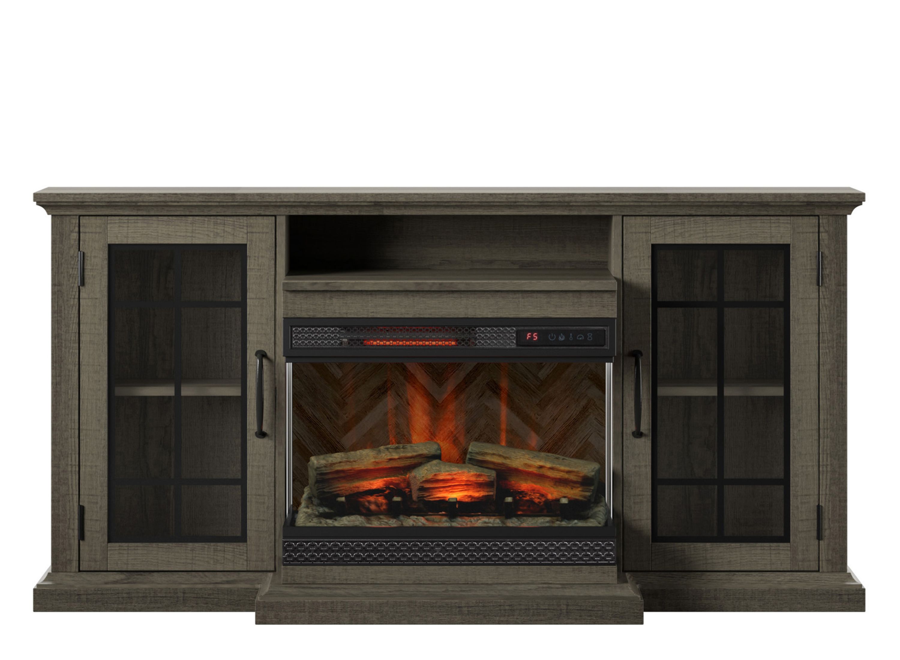 Panor TV Console with Panorama Electric Fireplace Raymour & Flanigan