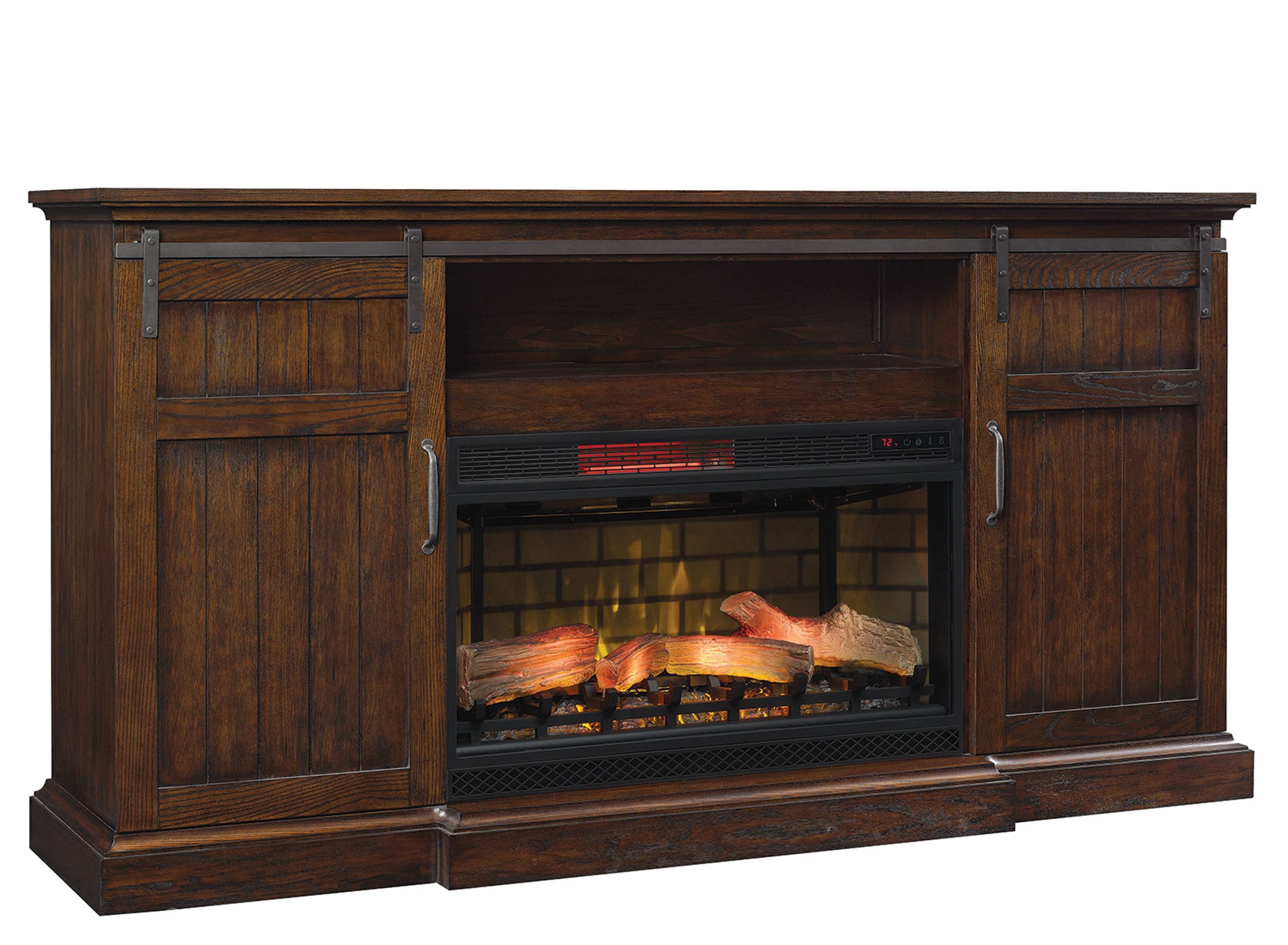 Raymour and flanigan tv deals stand with fireplace