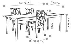 Bedrock 5-pc. Dining Set and Half-Price Sideboard Dimensions